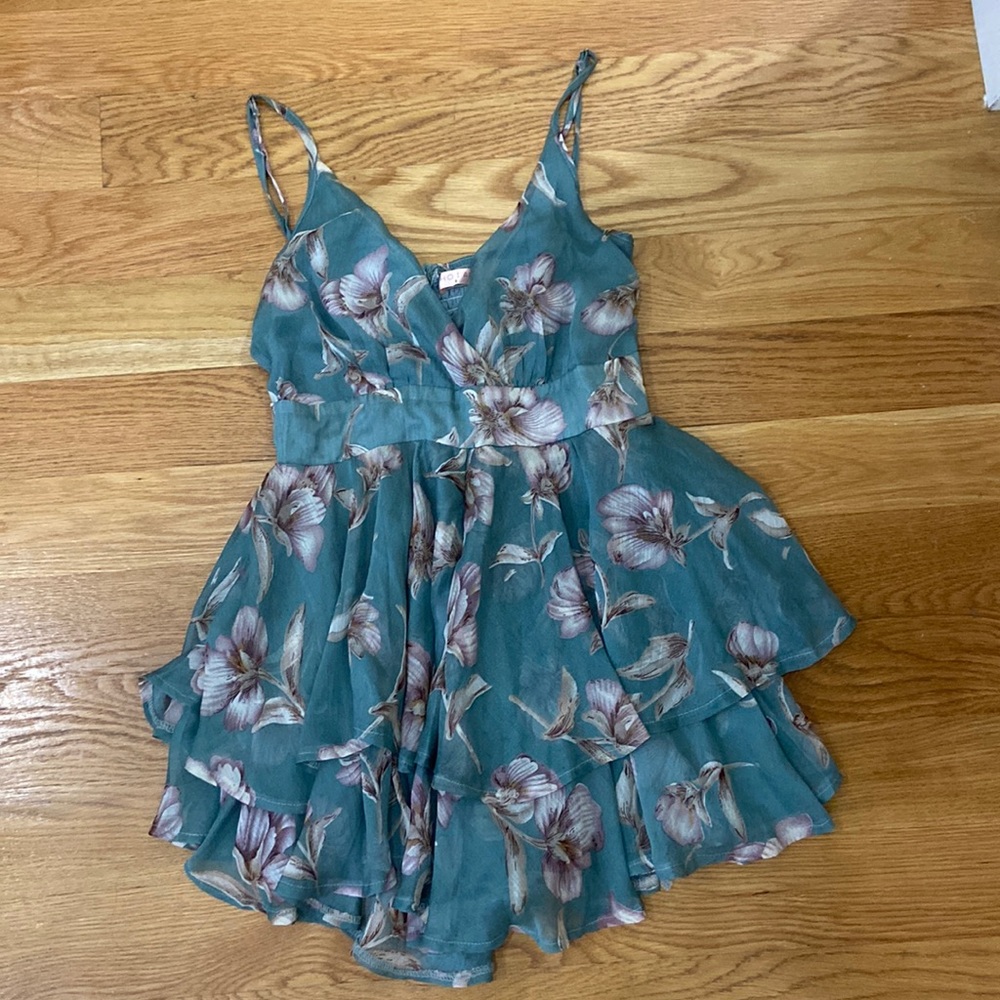 Turquoise floral romper!